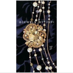 Handmade Upcycled 5 Strand Elegant Vintage style glass bead Floral necklace